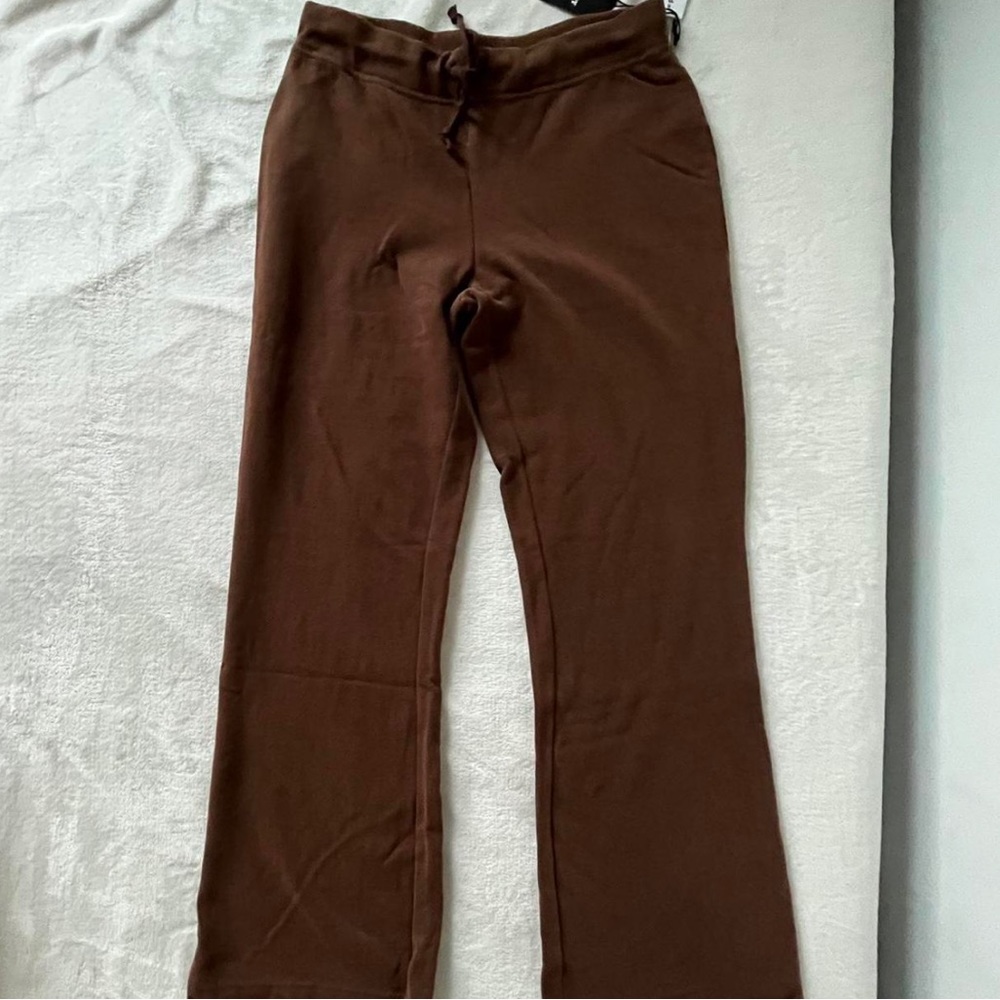 chocolate brown playboy flared sweats.